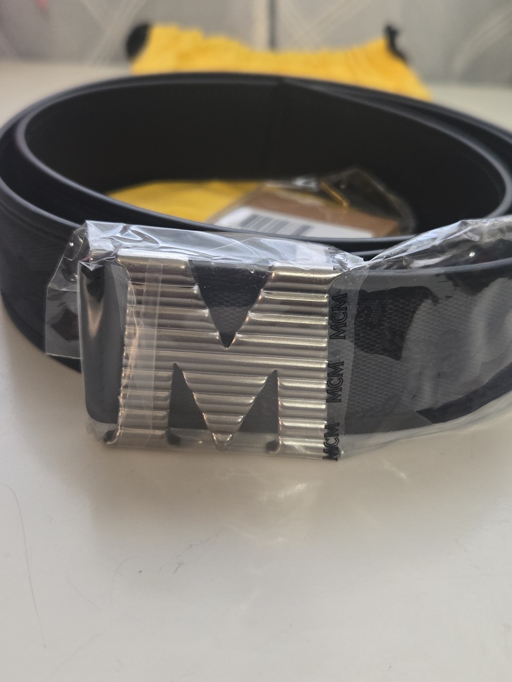 MCM Men’s Black Logo Buckle Belt